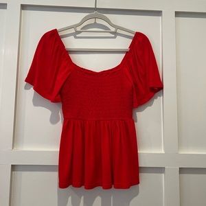 Bobi Red flutter sleeve top!